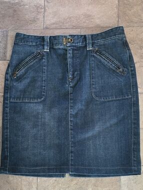 VTG Lauren Jeans Co. Ralph Lauren Denim Pencil Skirt Clasp Zip Size 8 - EUC